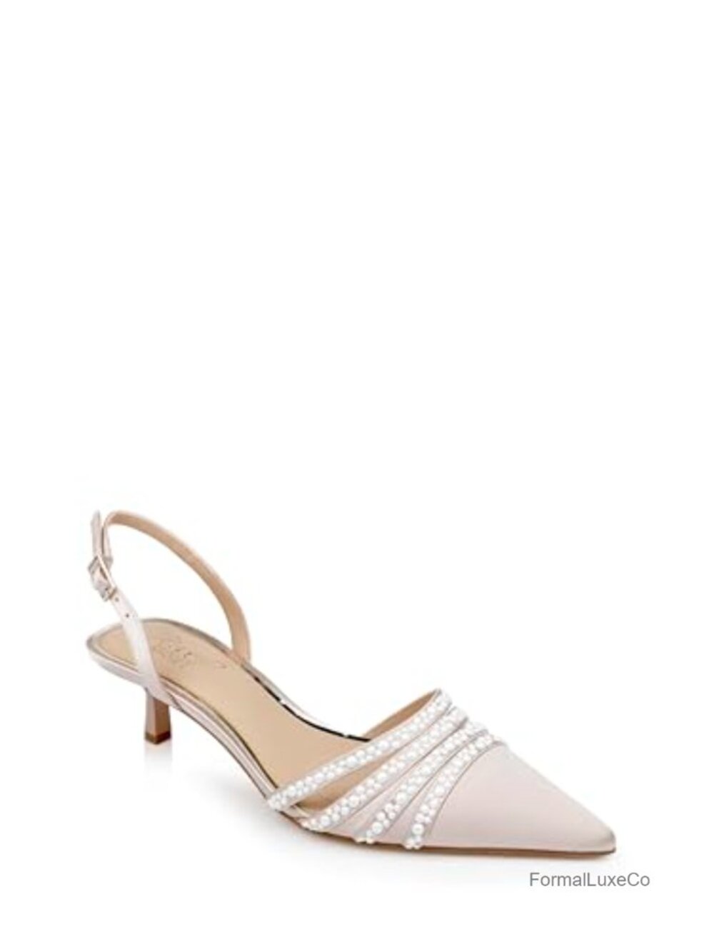 Katalina Bejeweled Slingback Kitten Heel Satin Pump Formal